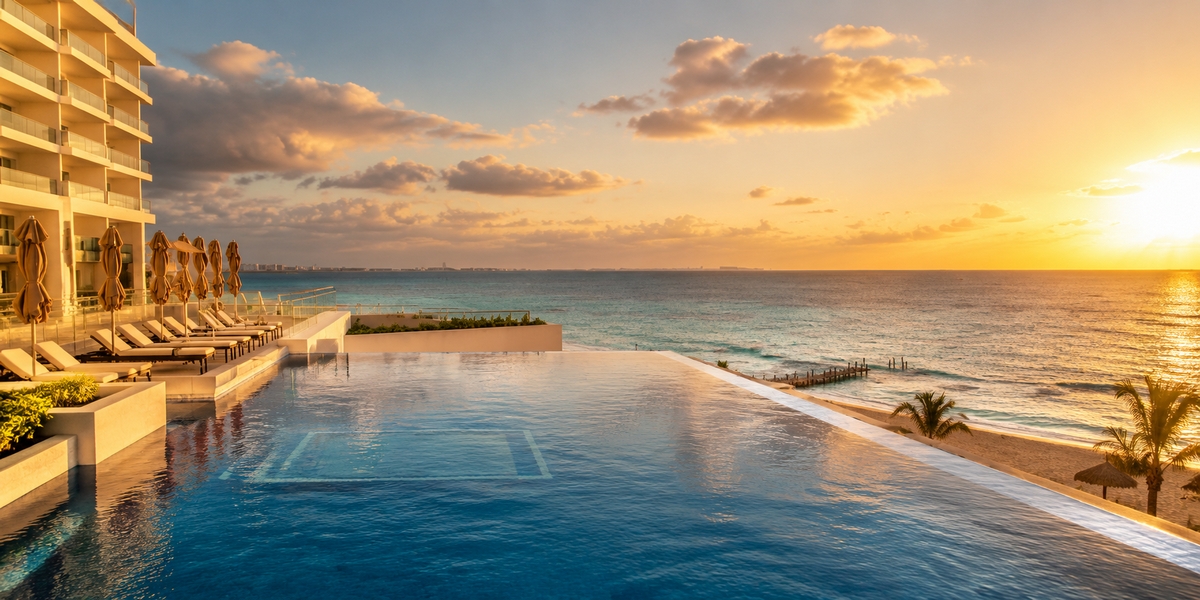 Cancun resort exterior used as an example hotel card visual