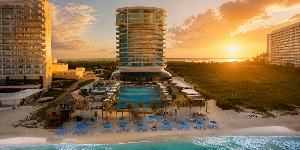 Cancun resort pool visual for family all-inclusive hotel card