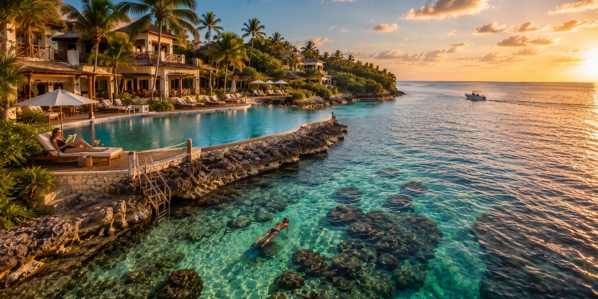 Fiesta Americana Cozumel All Inclusive resort with a reef-side pool and dive dock on the south coast