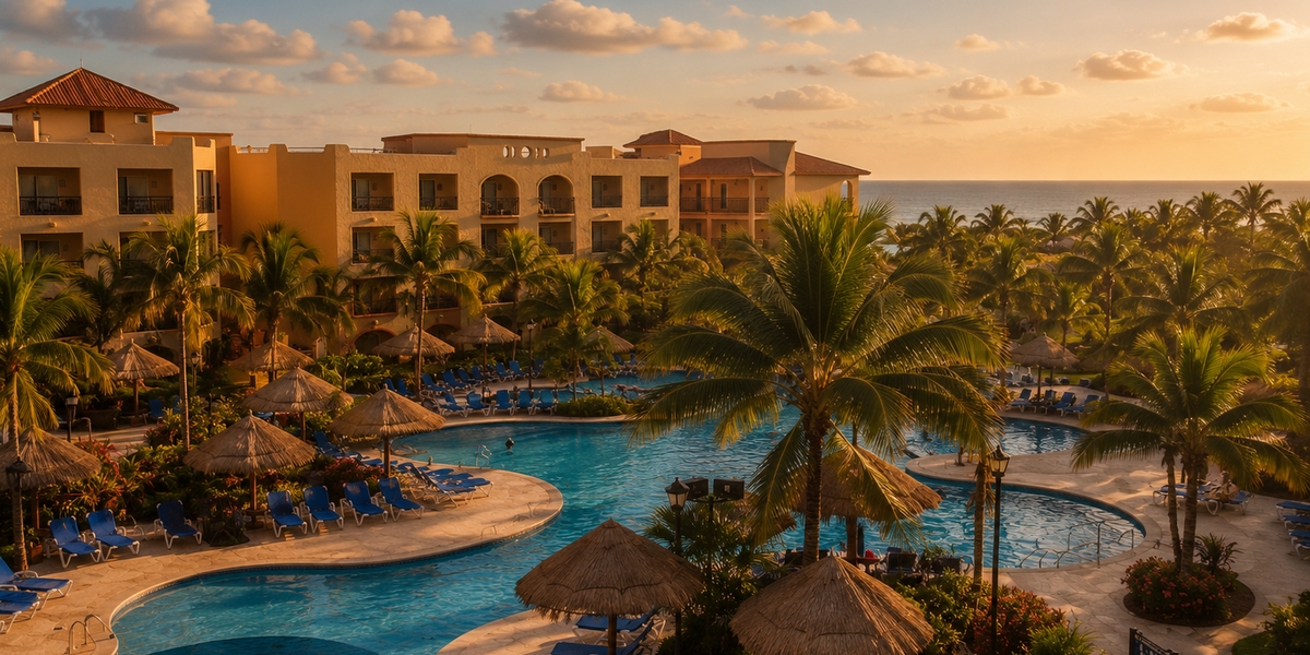 Sandos Playacar larger all-inclusive resort grounds visual for on-site variety comparison