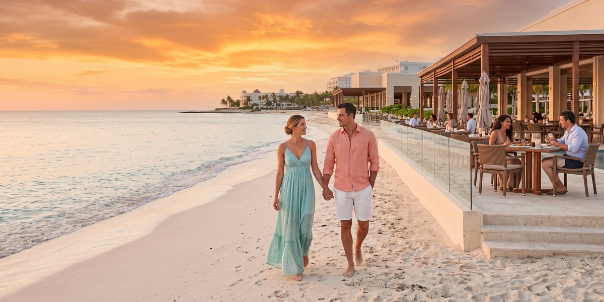 Buffet and casual dining area at a budget all-inclusive resort in Cancun