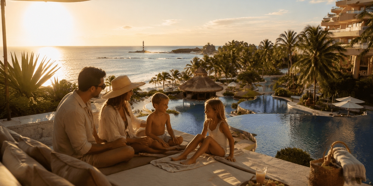 Cancun resort beach and pool visual for Grand Fiesta Americana Coral Beach family comparison