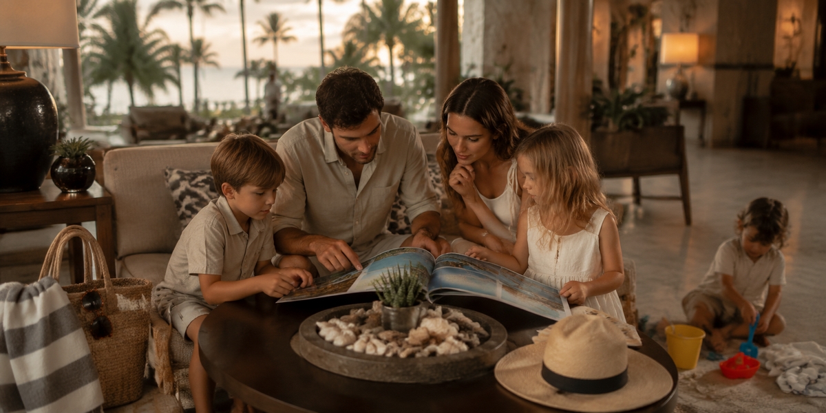 Cancun family resort visual used for comparing beach, pool and room setup before booking