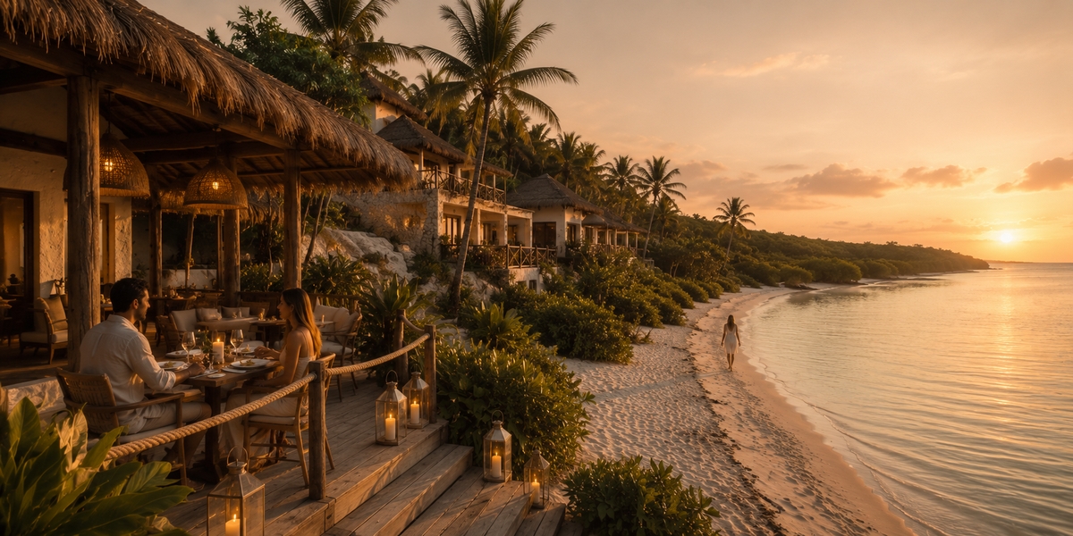 Eco boutique hotel with pool and private beach area on Holbox