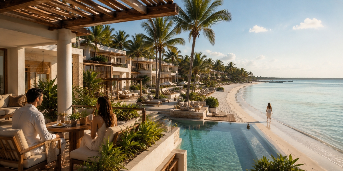 Polished adults-oriented boutique resort rooms on Holbox island