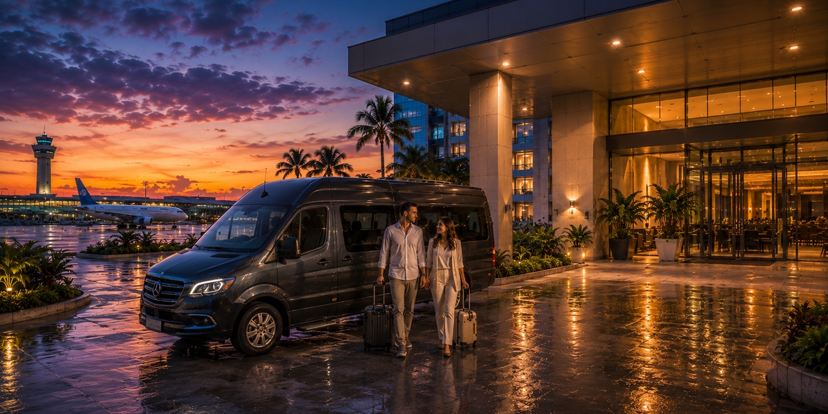 Courtyard by Marriott Cancun Airport exterior used as an example value airport hotel with a shuttle