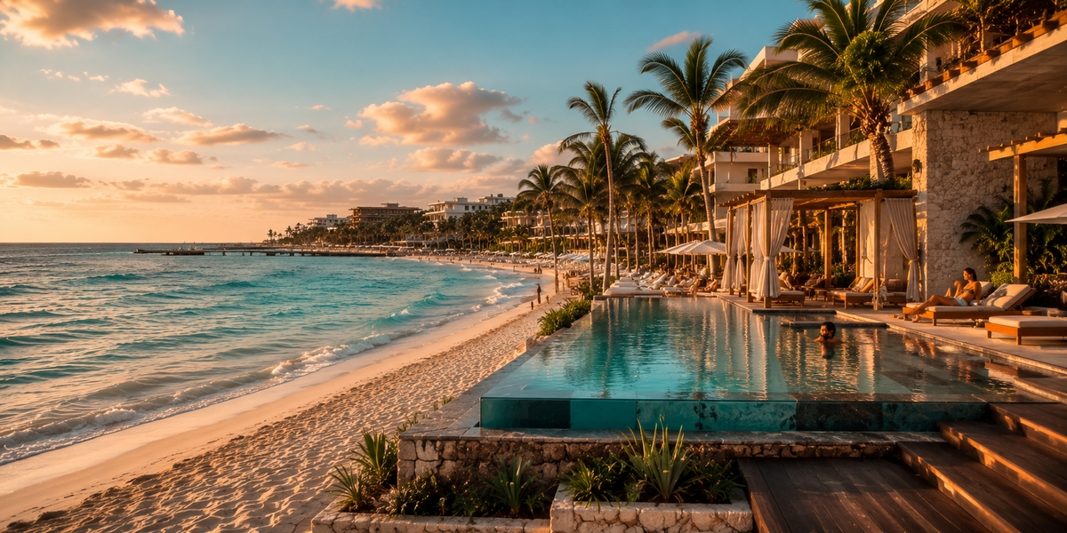 Design-led beachfront boutique hotel in central Playa del Carmen for couples