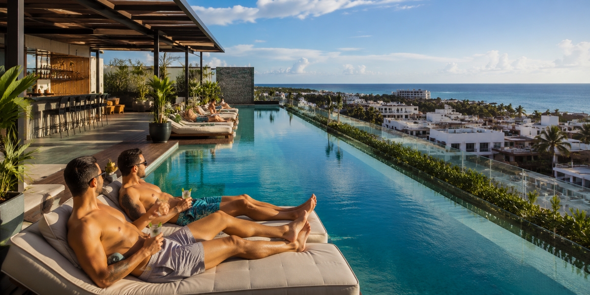 Design hotel with rooftop on 5th Avenue Playa del Carmen visual for Thompson comparison