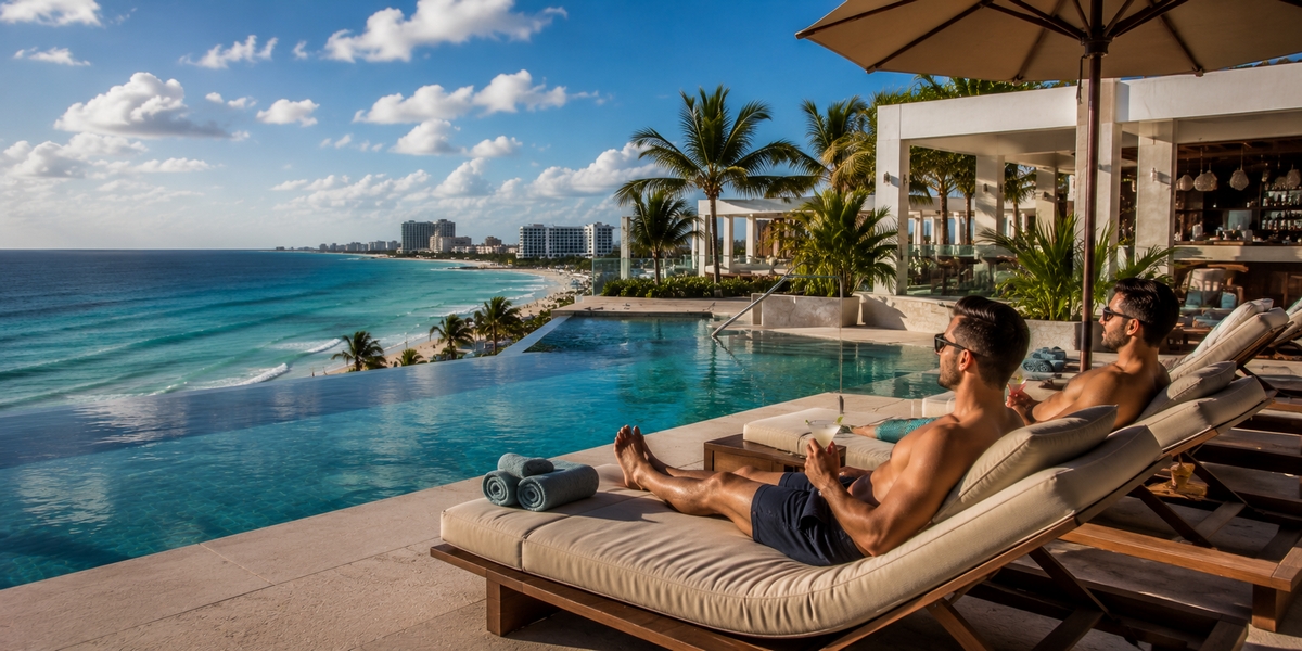 Design-led adults-only Cancun Hotel Zone resort visual for Live Aqua comparison