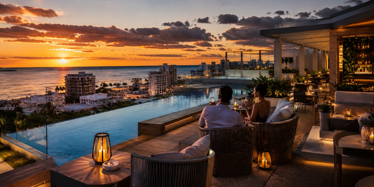 View-driven adults-only Cancun Hotel Zone resort visual for Secrets The Vine comparison
