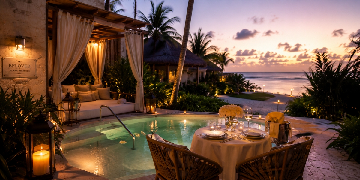 Intimate boutique adults-only Playa Mujeres resort visual for Beloved comparison