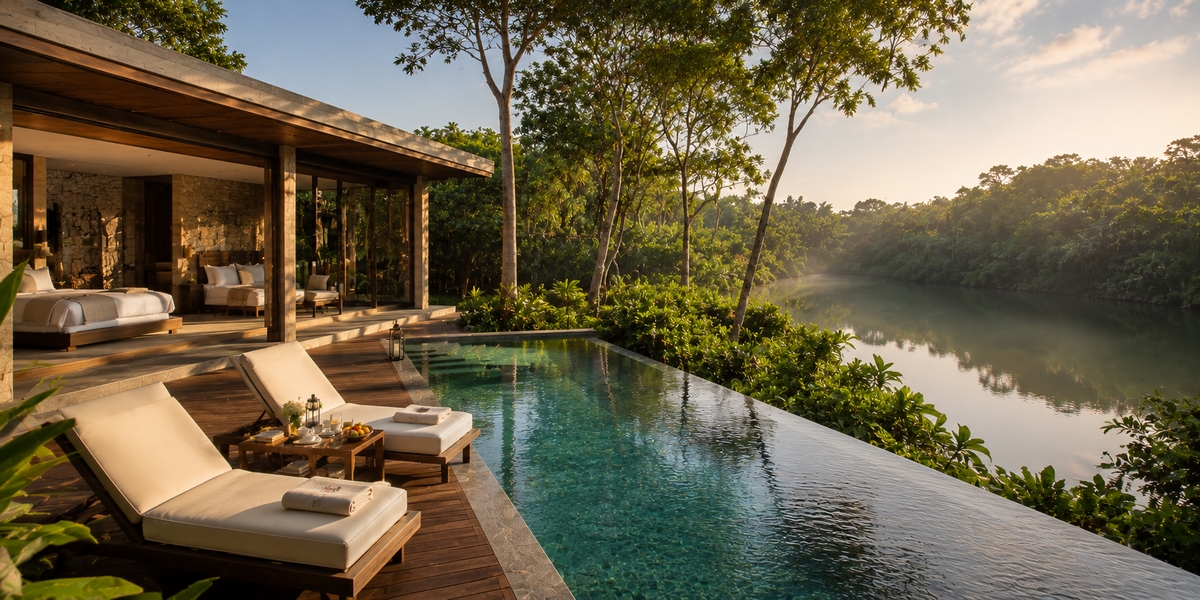 Mayakoba private-pool villa in a garden setting visual for comparison