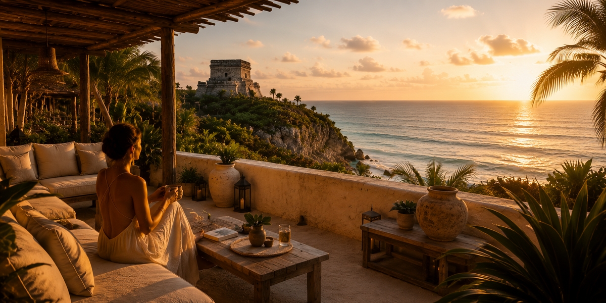 Tulum beach club setting used to illustrate seasonal price differences