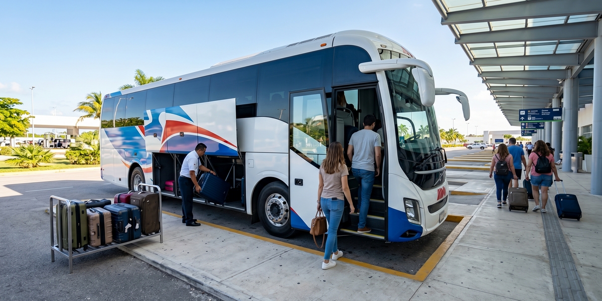 ADO bus service в аэропорту Канкуна после прилета