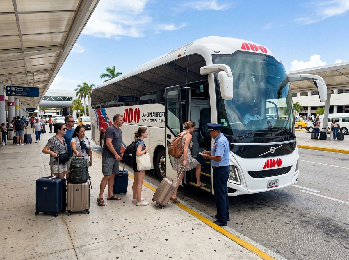 Автобус ADO из аэропорта Канкуна