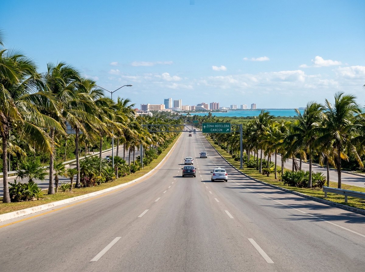 Дорога из аэропорта Канкуна в Hotel Zone