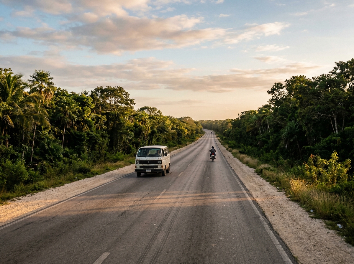 Дорога из аэропорта Канкуна в Тулум