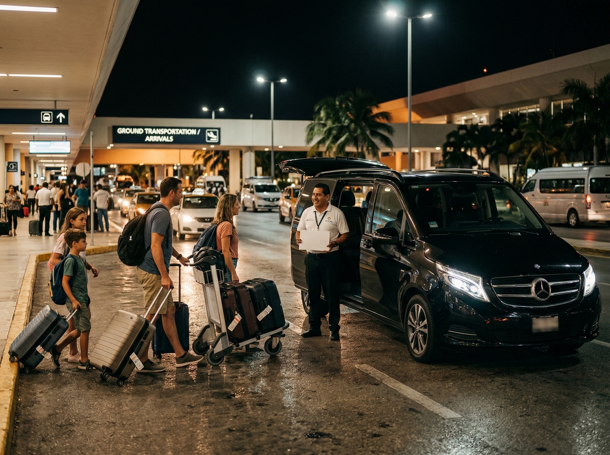 Поздний прилёт в аэропорт Канкуна и трансфер в Hotel Zone