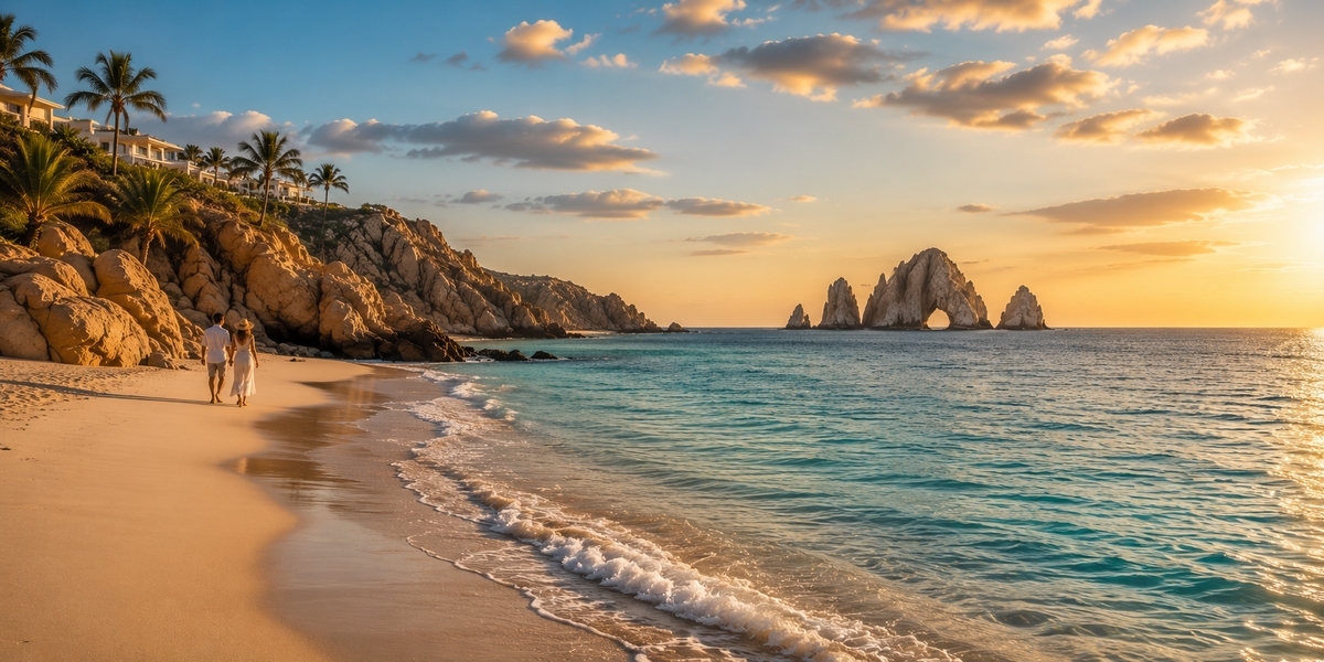 Dramatic Pacific coastline near Cabo San Lucas contrasted with calm Caribbean water
