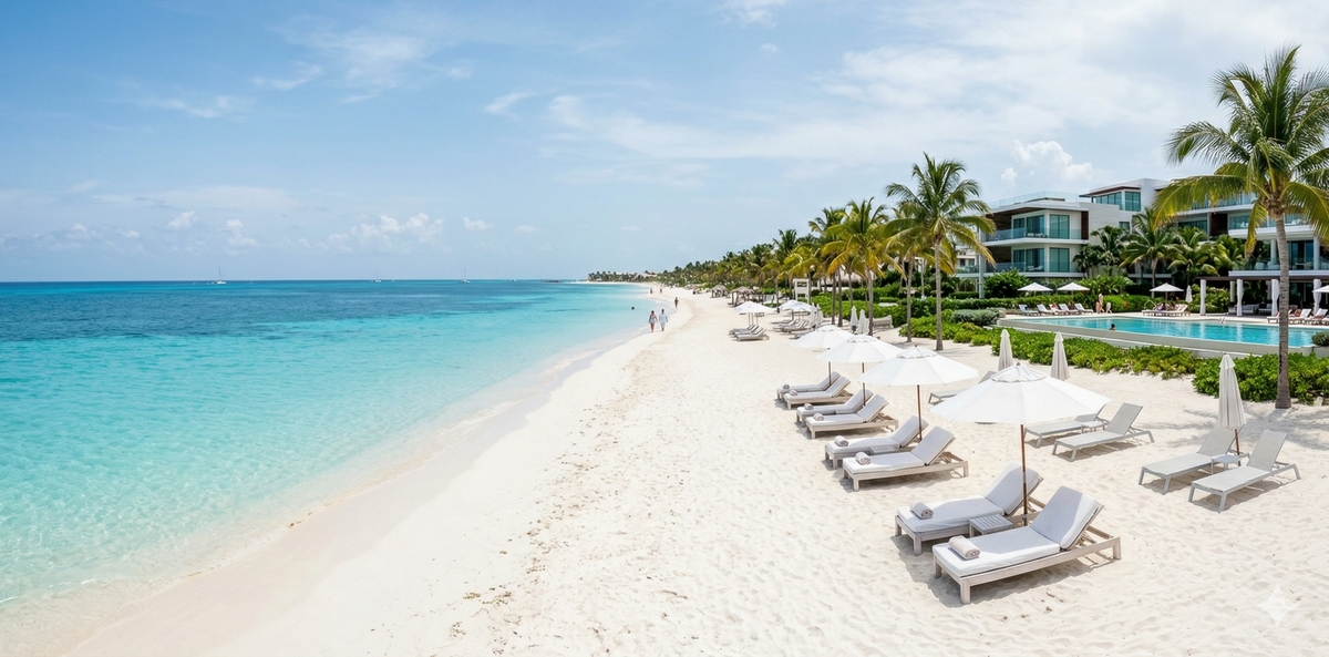 Cancun Hotel Zone — white sand, turquoise water and calm sea