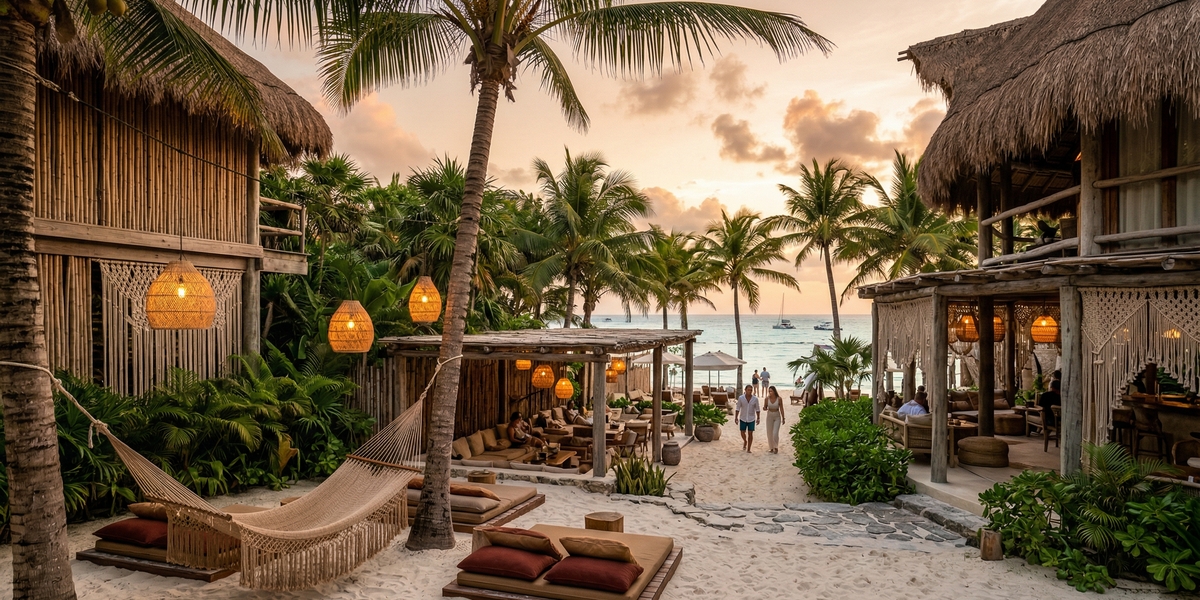 Tulum boutique hotel in the jungle — boho atmosphere and tropical design