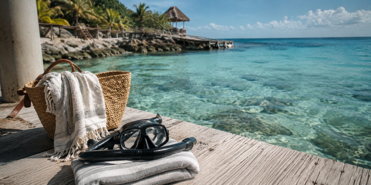 Бирюзовая вода Cozumel для выбора между beach clubs и snorkeling tours