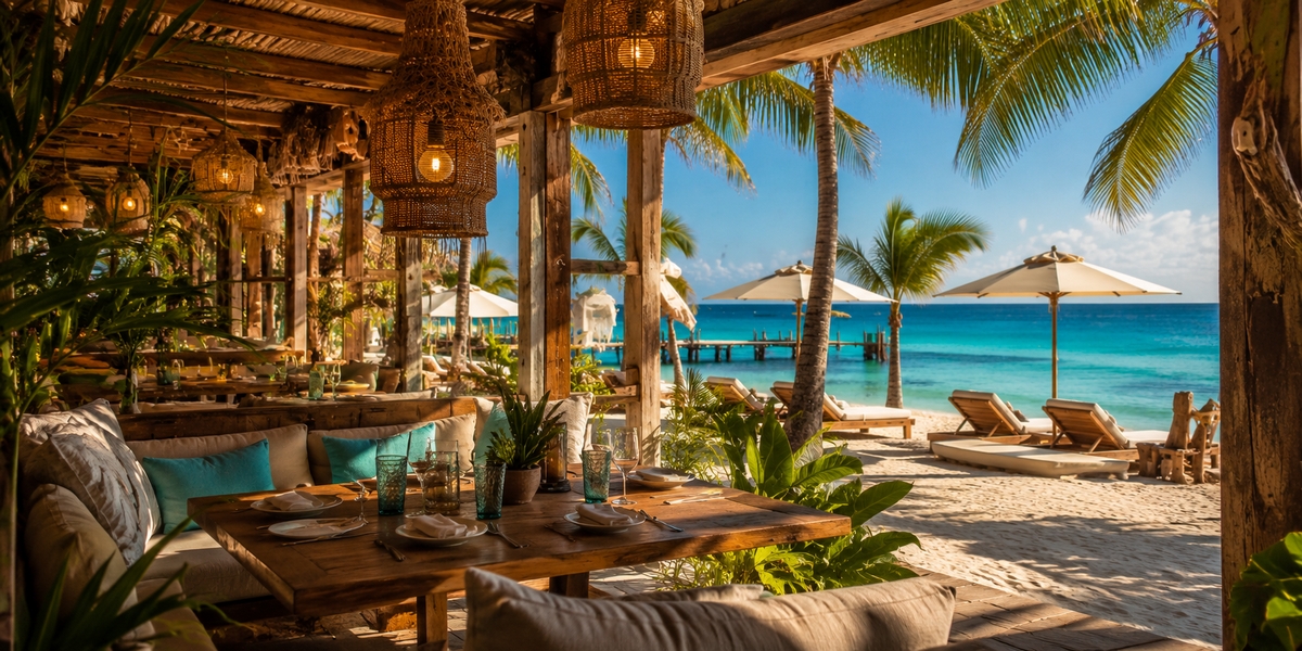 Shallow turquoise water at Playa Norte on Isla Mujeres with a sandy bottom