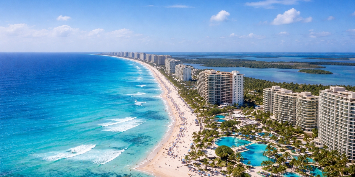 Пляжи Hotel Zone — белый песок и бирюзовое Карибское море, Канкун