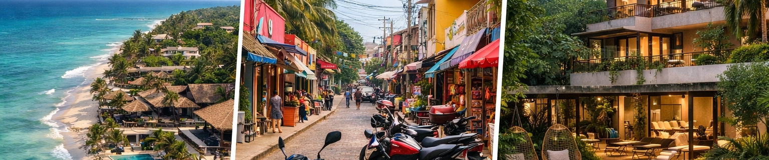 Вид згори на узбережжя Tulum і райони між пляжем та містом