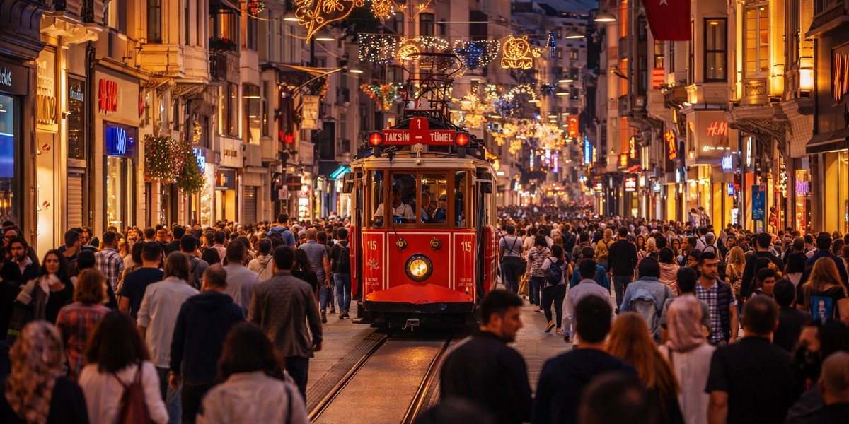 Istiklal Avenue at night — Taksim district, Istanbul