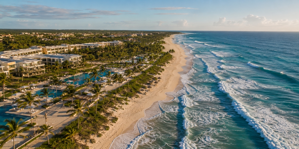 Calm premium beach setting associated with Juanillo Beach in Cap Cana