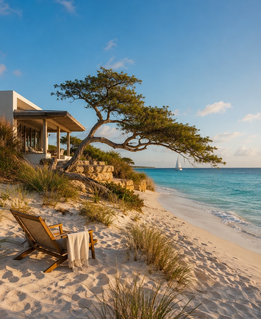 Luxury boutique hotel room on a Caribbean island