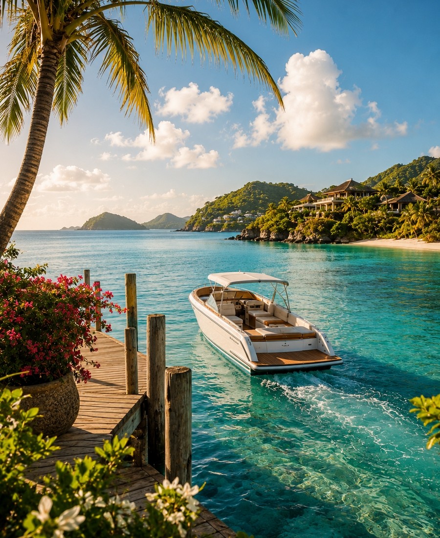 Airport transfer vehicle in the Caribbean