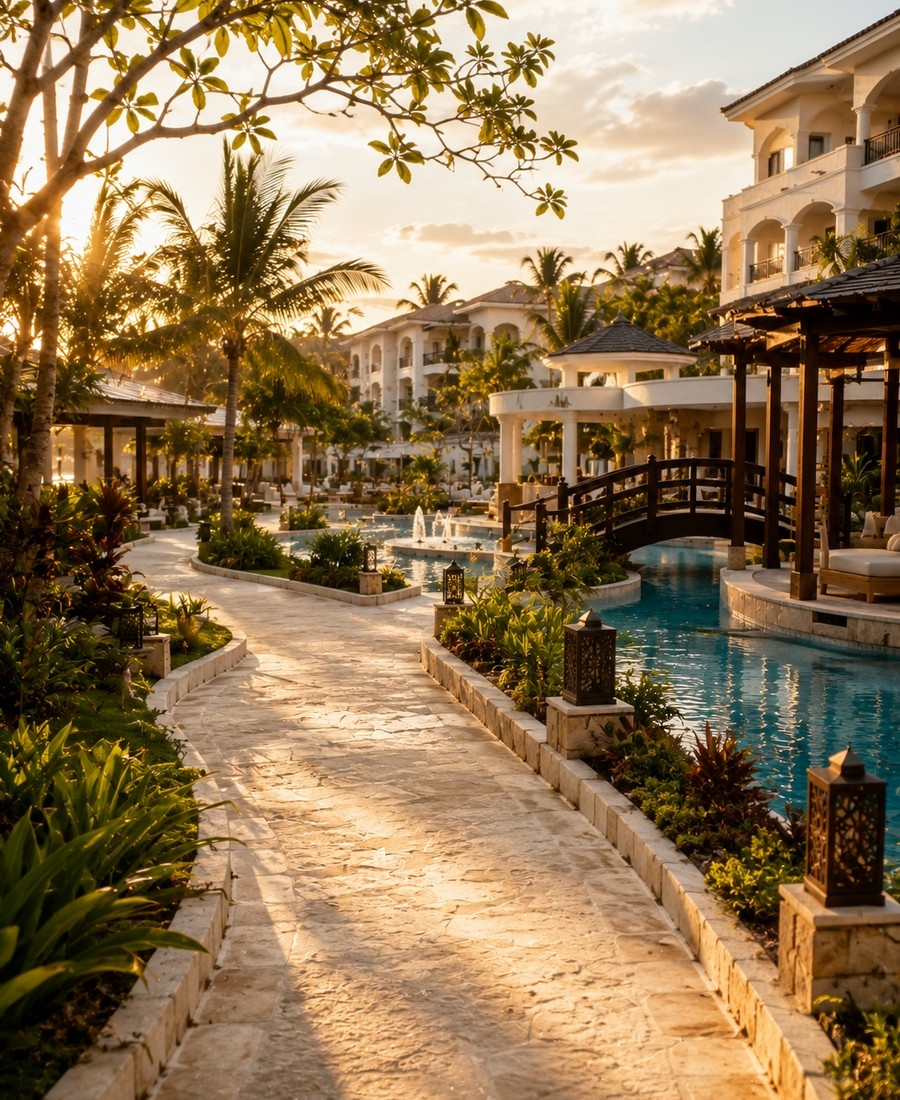 Adults-only resort pool area in Dominican Republic